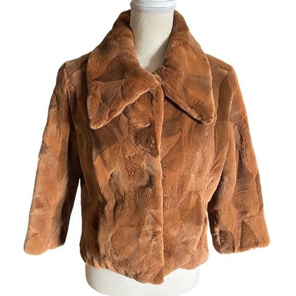 unknown Jackets & Blazers - Dasco Filippidis Filippos Genuine Mink Brown Fur Cropped 3/4 sleeve Coat Sz 42